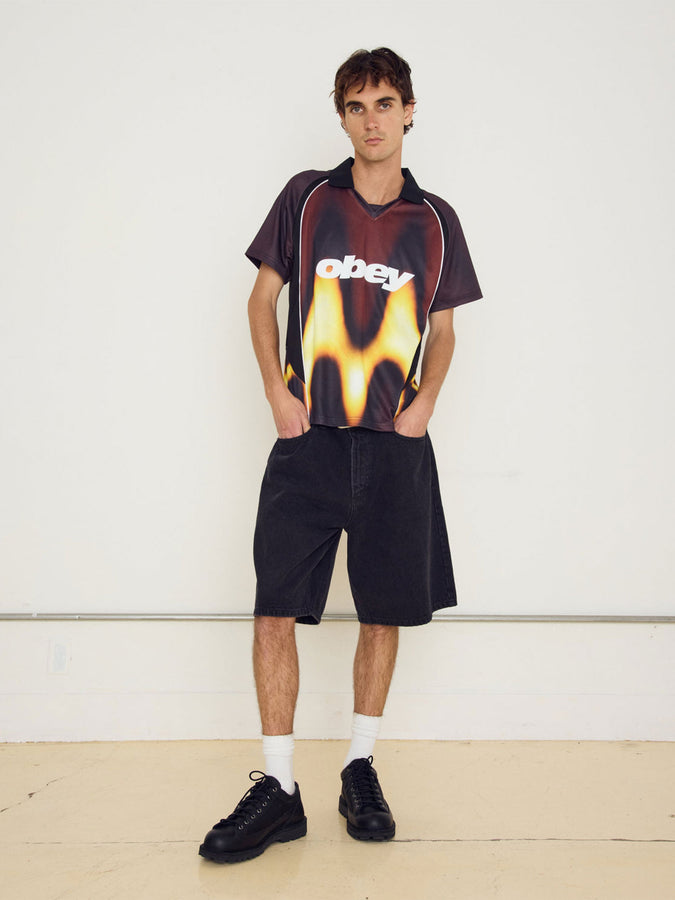 Obey Blurred Soccer Jersey T-Shirt Spring 2026 | BURNT RED MULTI (BNR)