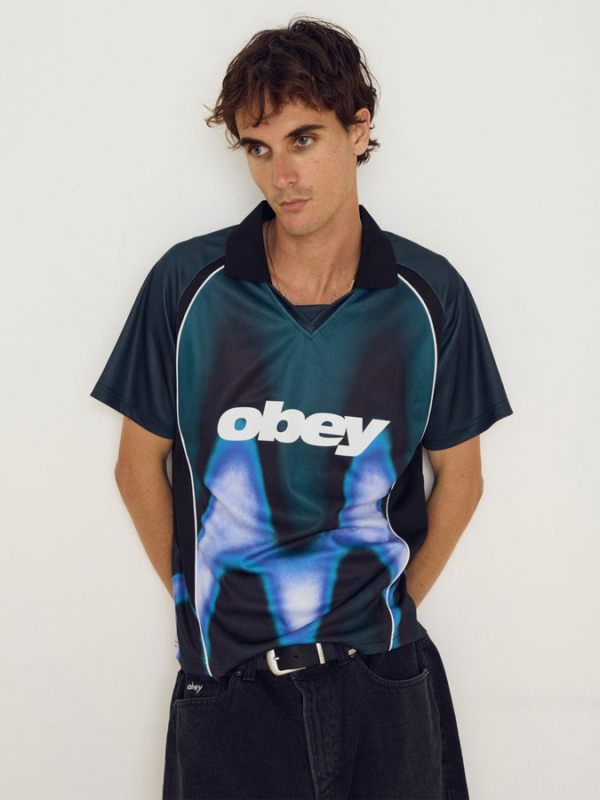 Obey Blurred Soccer Jersey T-Shirt Spring 2026 | DARK TEAL MULTI (DTL)