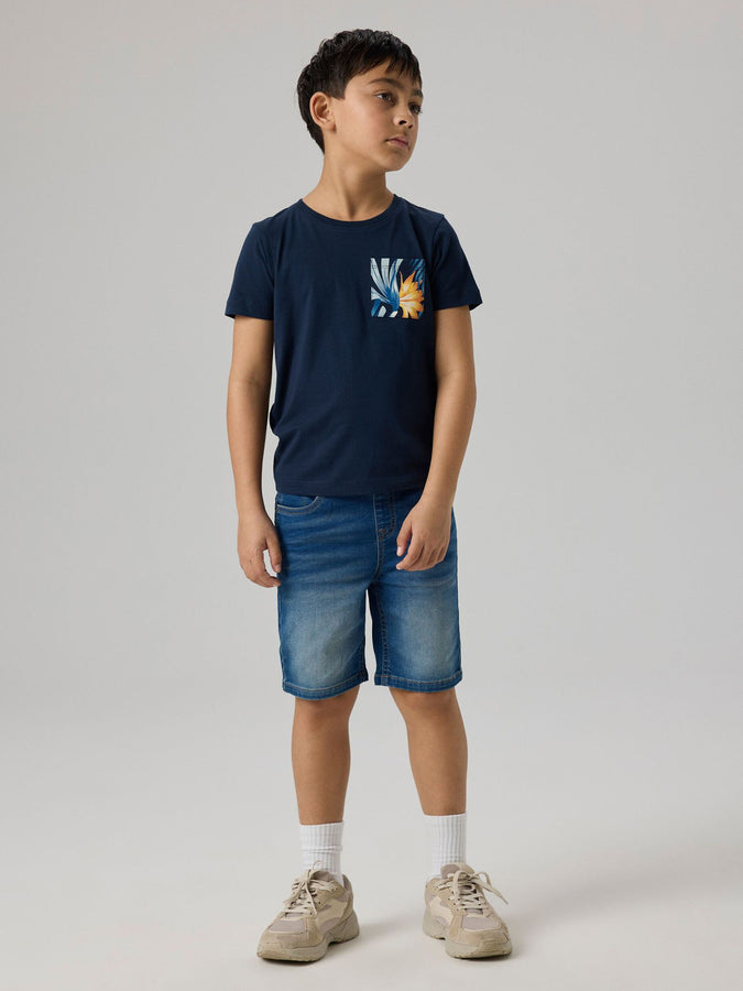 Name It Ryan Jogger Denim Shorts (Youth 7-14) Spring 2026 | DARK BLUE DENIM