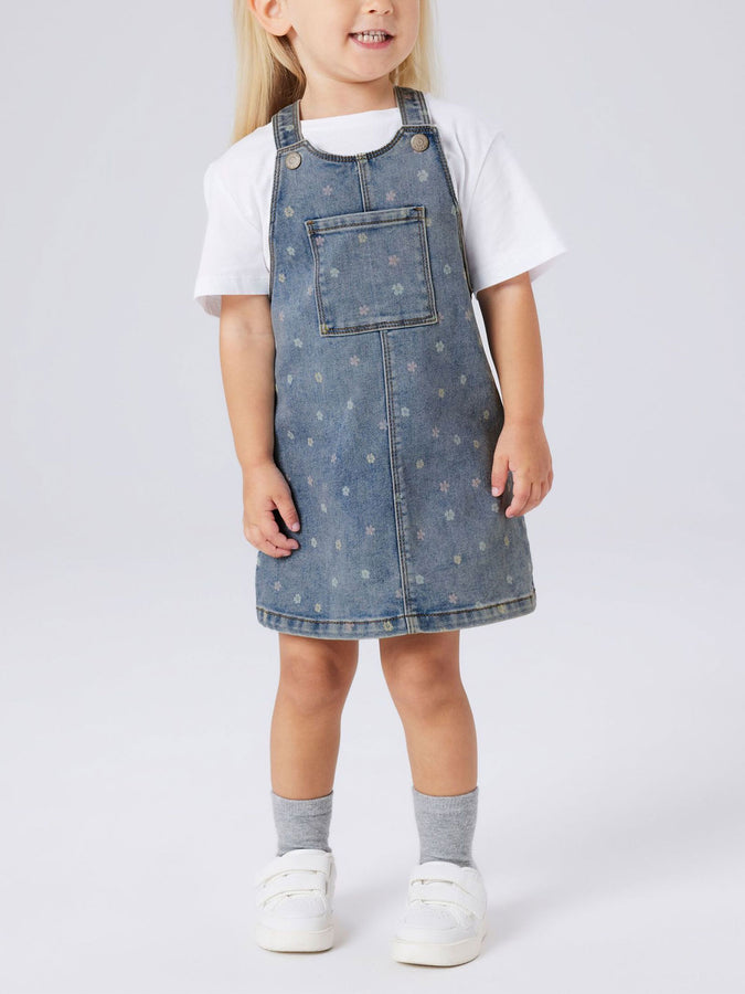 Name It Rosa Denim Bib Skirt Summer 2026 | MEDIUM BLUE DENIM