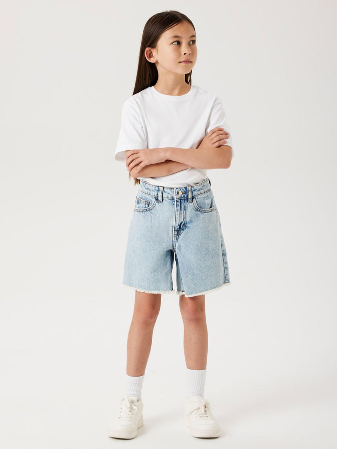 Name It Bella Wide Denim Shorts (Youth 7-14) Spring 2026 | LIGHT BLUE BLEACHED DENIM