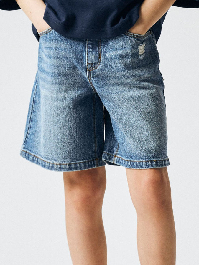 Name It Rose HW Long Denim Shorts (Youth 7-14) Summer 2026 | MEDIUM BLUE DENIM