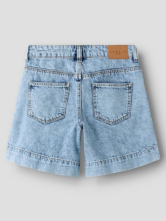 Name It Rose Long Denim Shorts (Youth 7-14) Summer 2026 | LIGHT BLUE BLEACHED DENIM