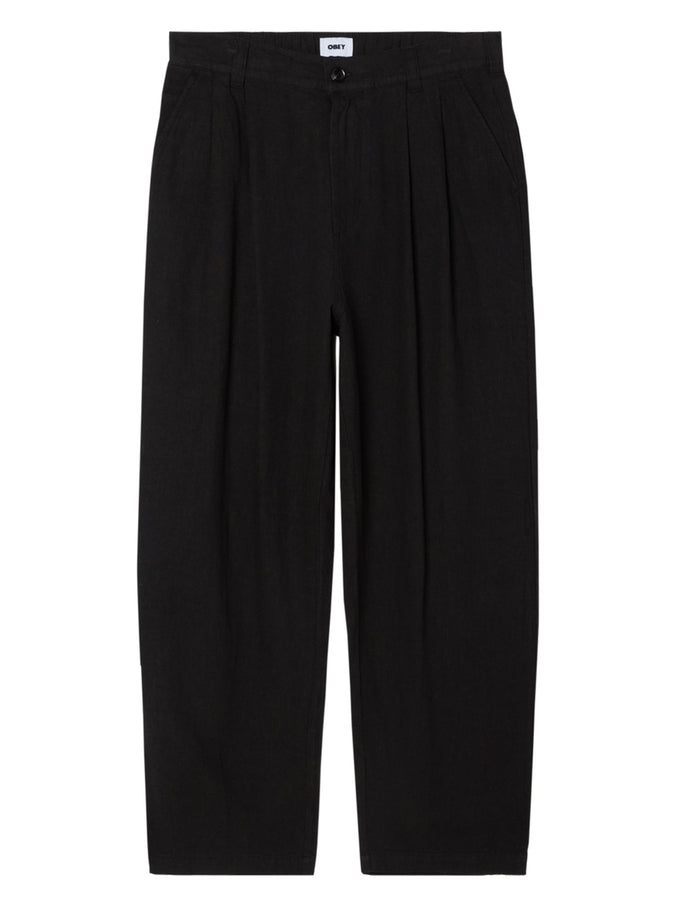 Obey Foster Pleated Linen Pants Spring 2026 | BLACK (BLK)