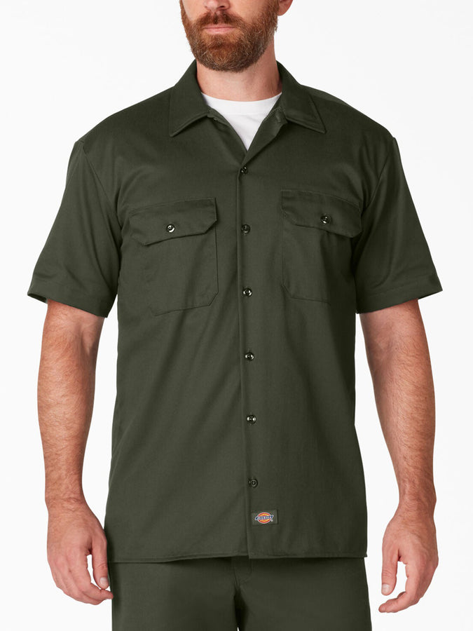 Dickies Twill Work Short Sleeve Buttondown Shirt | OLIVE GREEN (OG)
