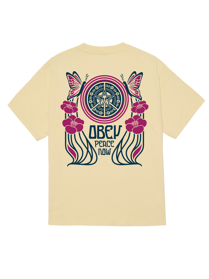 Obey Peace Now Butterflies T-Shirt Summer 2026 | PALE YELLOW (PLY)