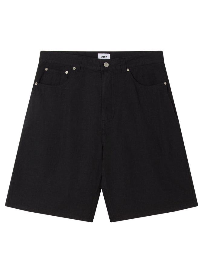 Obey Baggy Linen Devin Shorts Summer 2026 | BLACK (BLK)