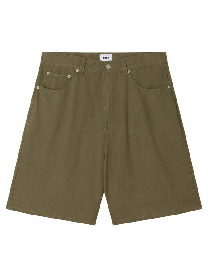 Obey Baggy Linen Devin Shorts Summer 2026 | SMOKEY OLIVE (SOL)