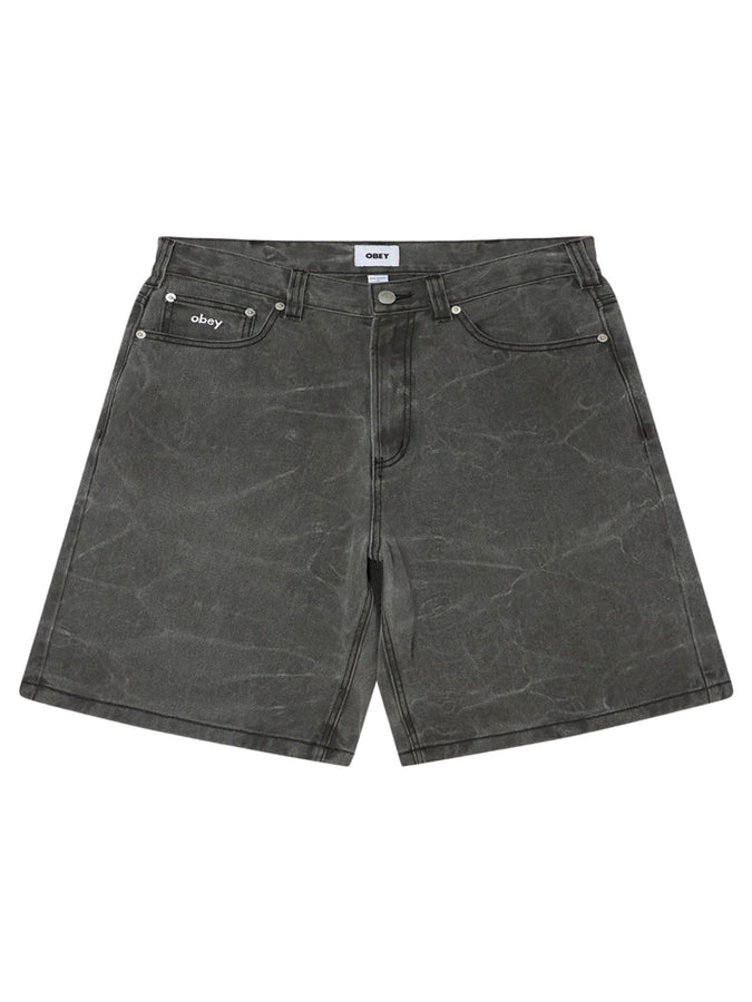 Obey Bigwig Baggy Denim Shorts Spring 2026 | BLACK OLIVE WRINKLE WASH (BOW)