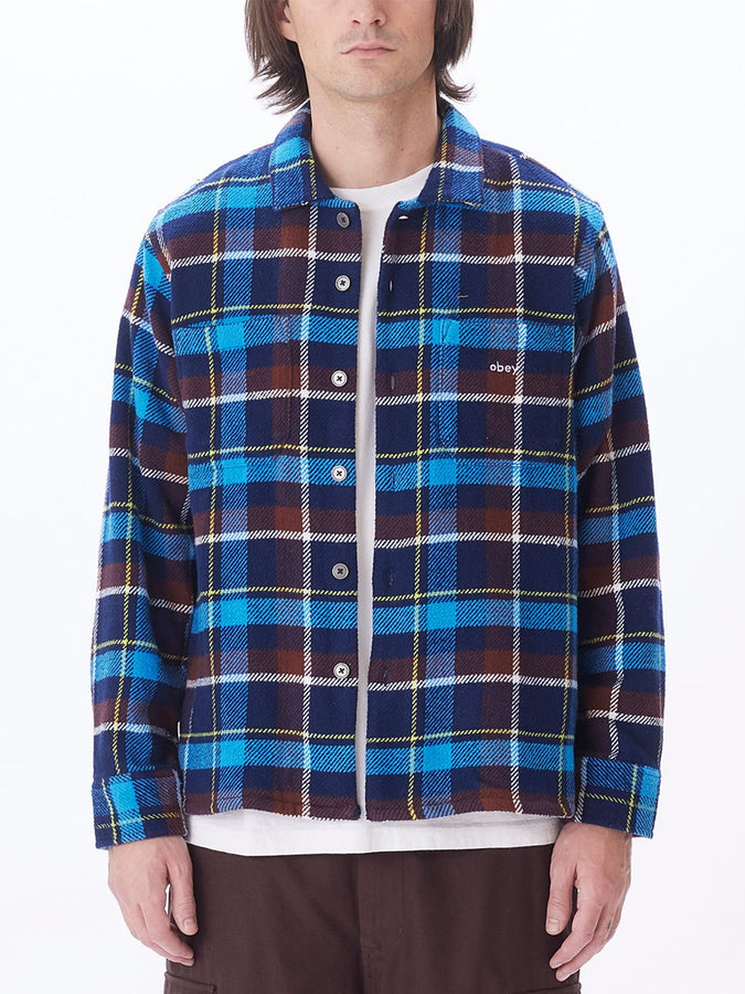Obey Ray Long Sleeve Buttondown Shirt Holiday 2023 | ACADEMY NAVY MULTI (ANV)