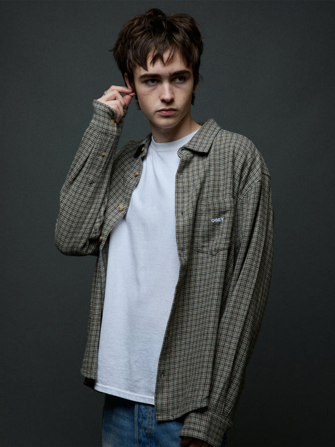 Obey Bigwig Axel Long Sleeves Buttondown Shirt Fall 2026 | BLACK MULTI (BKM)