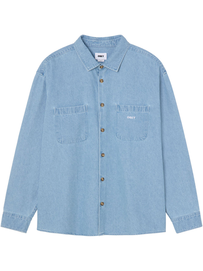 Obey Charlie Denim Long Sleeve Buttondown Shirt Fall 2026 | LIGHT INDIGO (LIN)