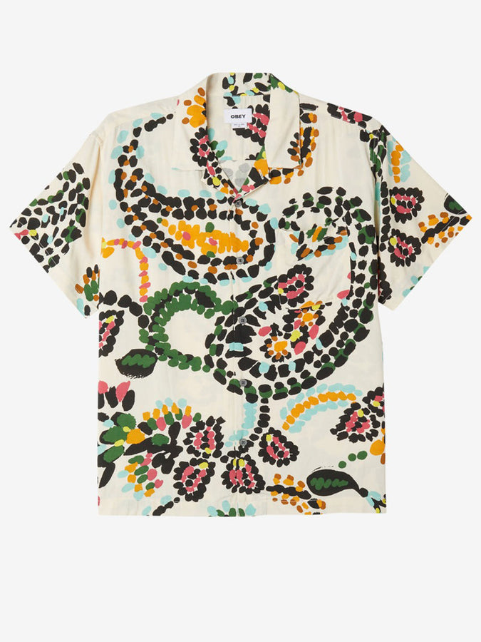 Obey Spring 2024 Paisley Dots Short Sleeve Buttondown Shirt |  WHITE SMOKE MULTI (WTM)