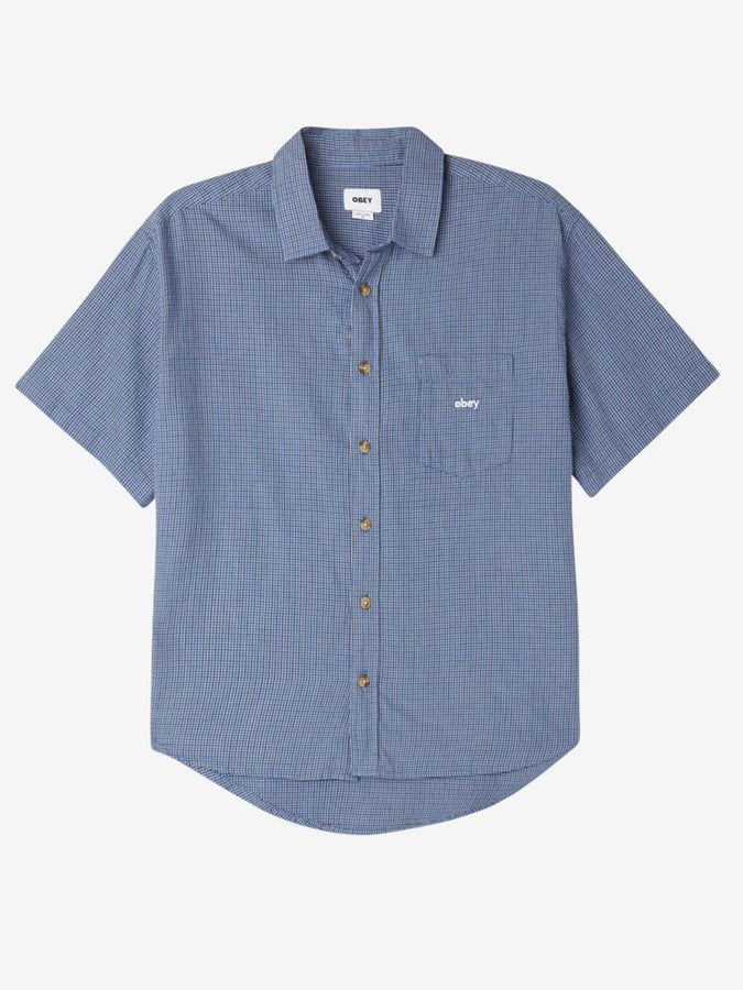 Obey Spring 2024 Bigwig Proof Short Sleeve Buttondown Shirt | CORONET BLUE MULTI (COE) 