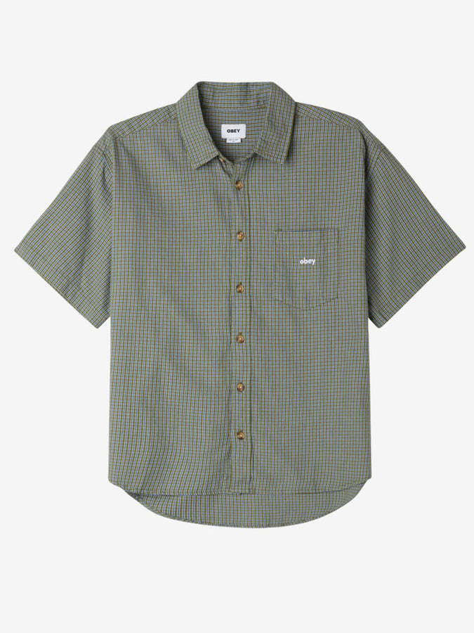 Obey Spring 2024 Bigwig Proof Short Sleeve Buttondown Shirt |  MOSS GREEN MULTI (MGN)