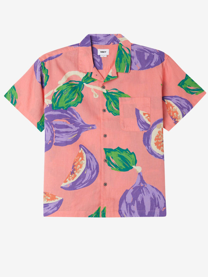 Obey Spring 2024 Figs Short Sleeve Buttondown Shirt | SHELL PINK MULTI (SHP) 