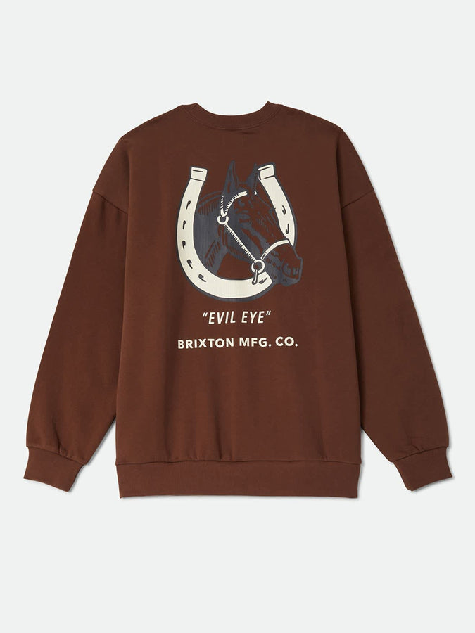 Brixton Evil Eye Horseshoe Crewneck Sweatshirt Fall 2026 | PINECONE BROWN