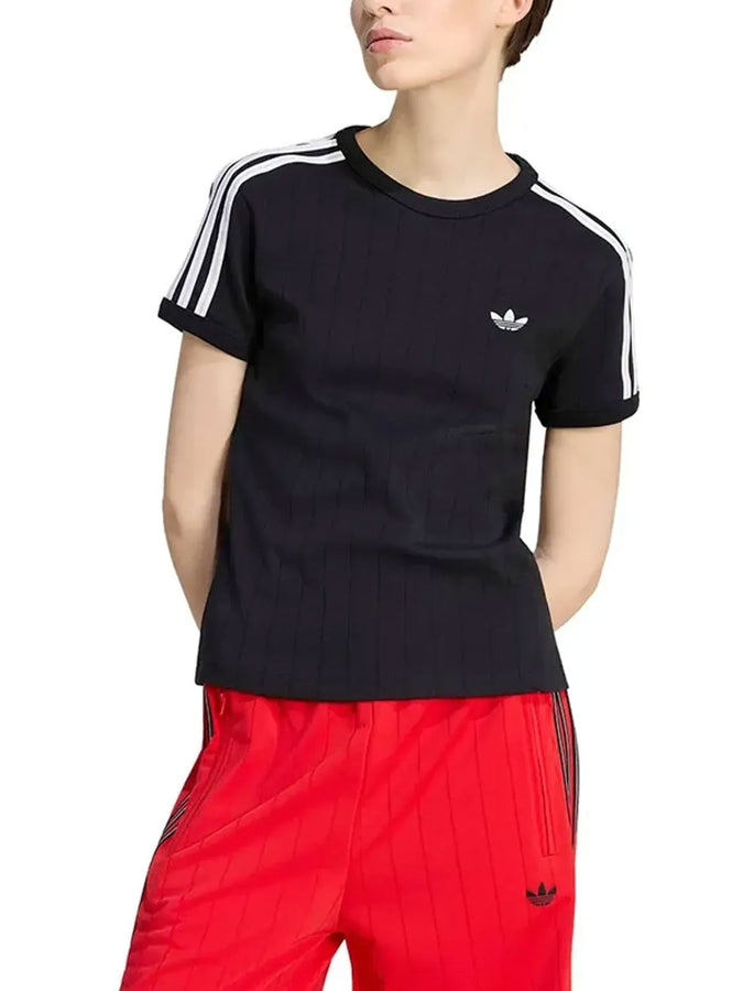 Adidas Pinstripe Black T-Shirt Fall 2026 | BLACK/WHITE