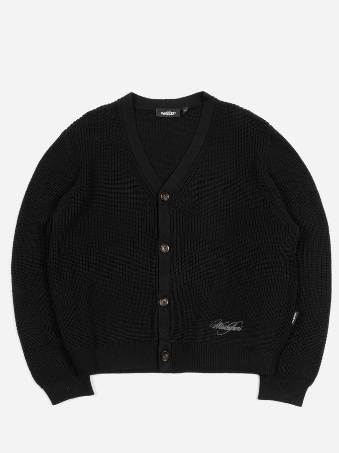 Wasted Paris Script Cardigan Holiday 2026 | BLACK
