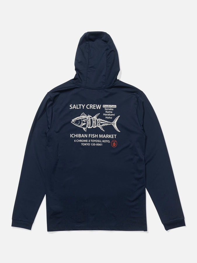 Salty Crew Fish Market Hood Long Sleeve Rashguard Spring 2026 | NAVY