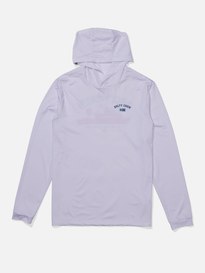 Salty Crew Overnight Hood Long Sleeve Rashguard Spring 2026 | WHITE