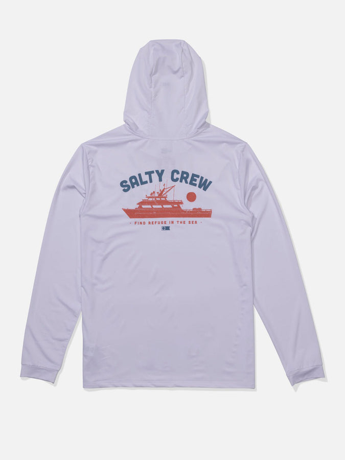 Salty Crew Overnight Hood Long Sleeve Rashguard Spring 2026 | WHITE