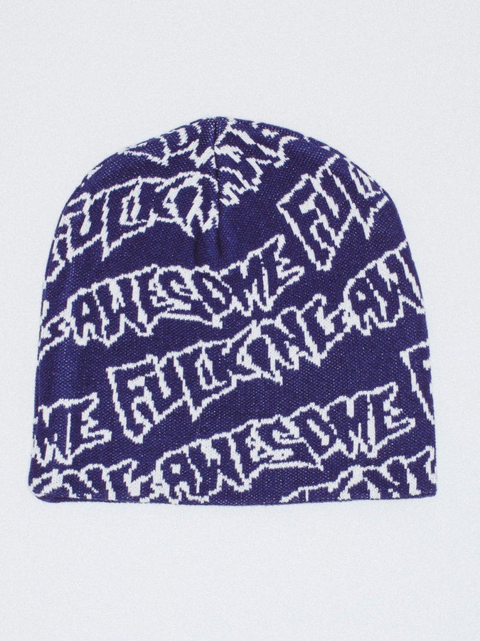Fucking Awesome Stamp Repeat Skully Beanie | NAVY/WHITE