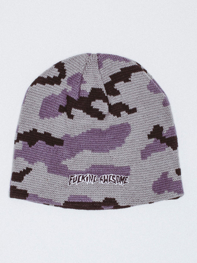 Fucking Awesome Embroidered Stamp Logo Skully Beanie | BLUE/CAMO