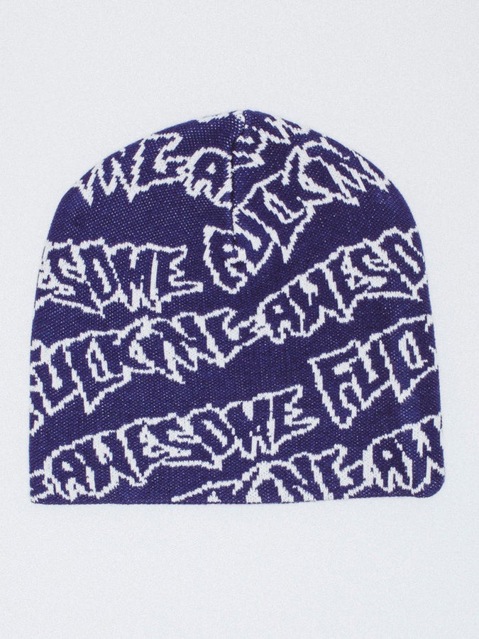 Fucking Awesome Stamp Repeat Skully Beanie | NAVY/WHITE