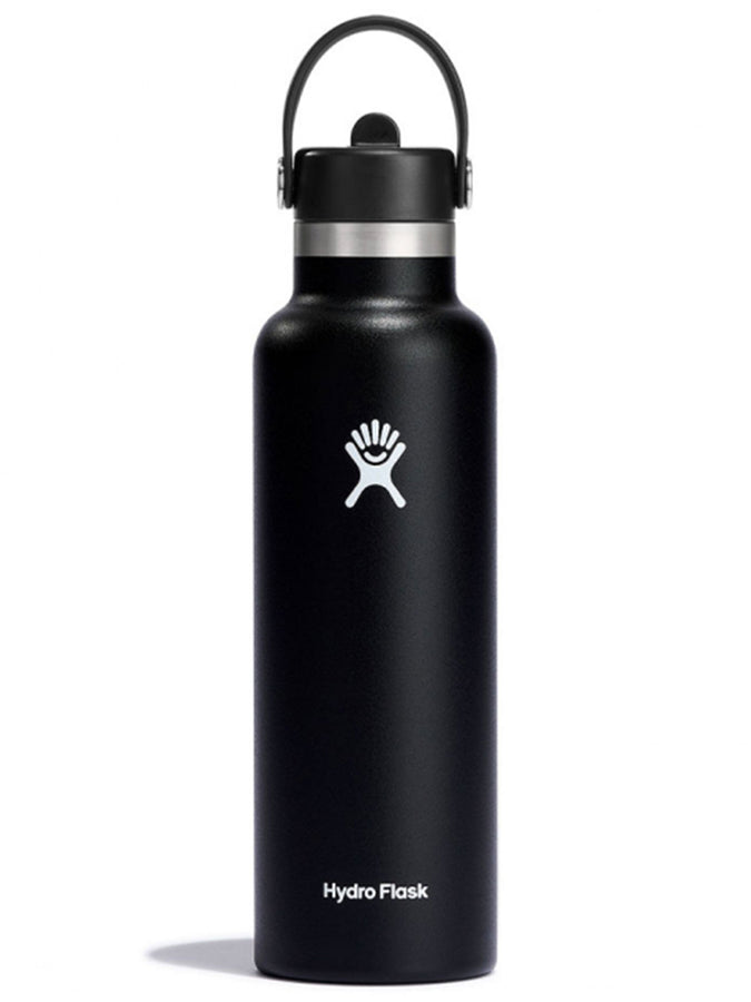 Hydro Flask Standard Mouth with Flex Straw Cap 21oz Bottle 2024 | BLACK