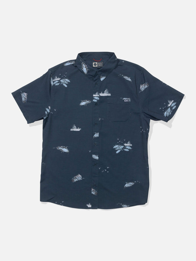 Salty Crew Breezer Perf S/S Buttondown Shirt Spring 2026 | MIDNIGHT NAVY
