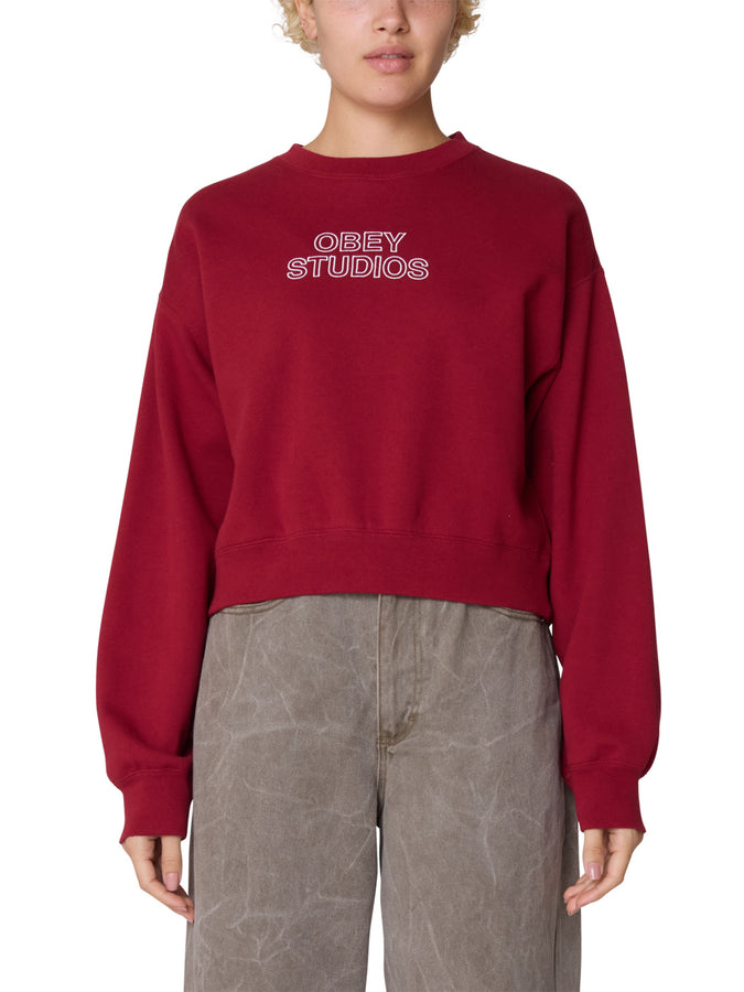 Obey Studios Cropped Crewneck Sweatshirt Fall 2025 | RHUBARB (RHB)
