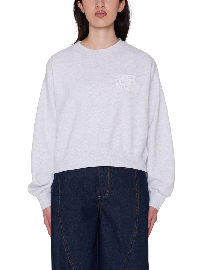 Obey Design Studio Cropped Crewneck Sweatshirt Fall 2026 | ASH HEATHER GREY (AHG)