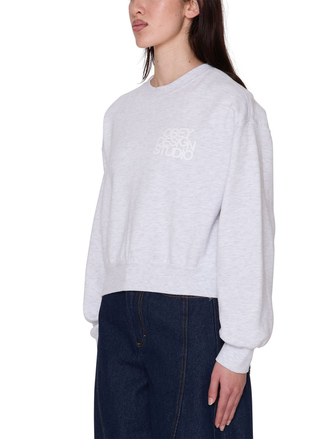 Obey Design Studio Cropped Crewneck Sweatshirt Fall 2026 | ASH HEATHER GREY (AHG)