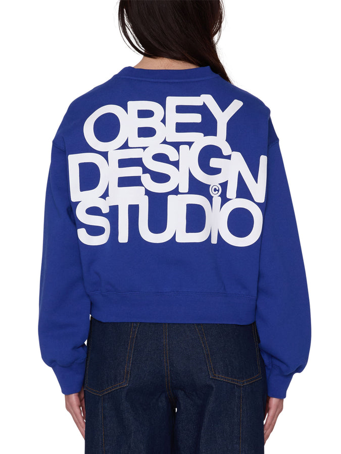 Obey Design Studio Cropped Crewneck Sweatshirt Fall 2026 | MAZARINE BLUE (MZB)