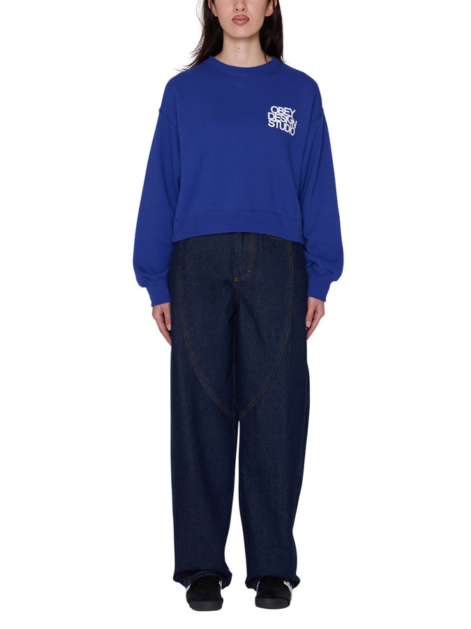 Obey Design Studio Cropped Crewneck Sweatshirt Fall 2026 | MAZARINE BLUE (MZB)