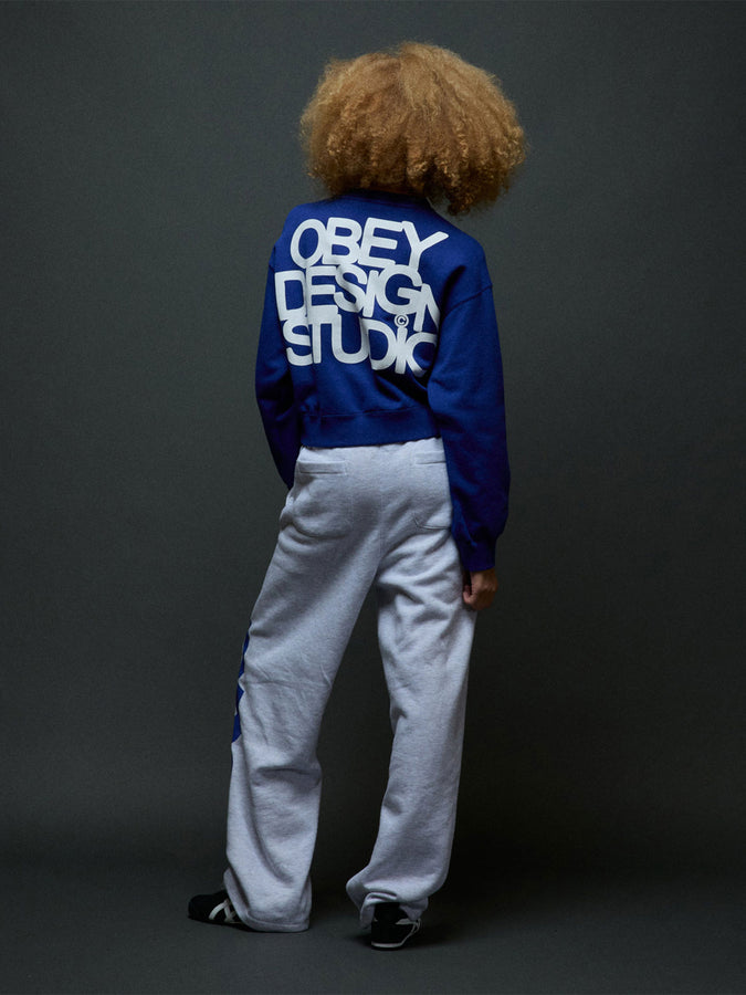 Obey Design Studio Cropped Crewneck Sweatshirt Fall 2026 | MAZARINE BLUE (MZB)