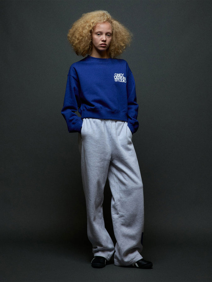Obey Design Studio Cropped Crewneck Sweatshirt Fall 2026 | MAZARINE BLUE (MZB)