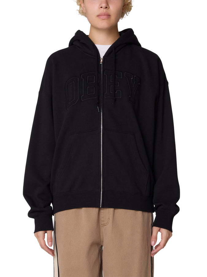 Obey Collegiate Baggy Zip Hoodie Fall 2025 | DIGITAL BLACK (DIB)