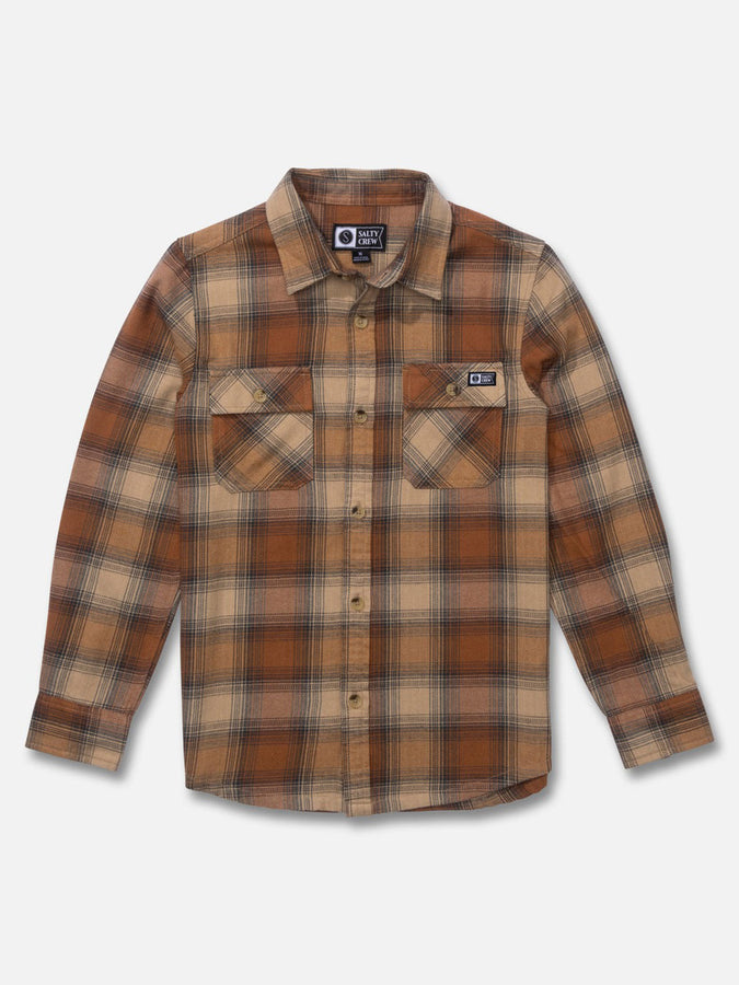Salty Crew Daybreak Flannel Long Sleeve Buttondown Shirt (Boys 7-14) Holiday 2025 | FRIAR BROWN