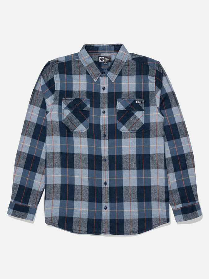 Salty Crew Daybreak Flannel Long Sleeve Buttondown Shirt Holiday 2026 | MID BLUE