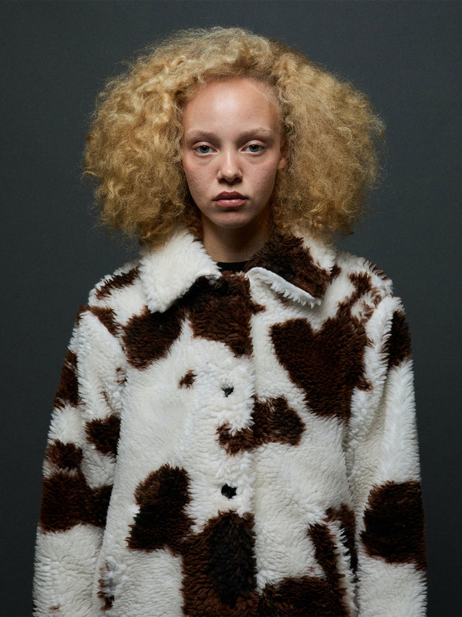 Obey Nolie Sherpa Short Jacket Fall 2026 | COW PRINT (COW)