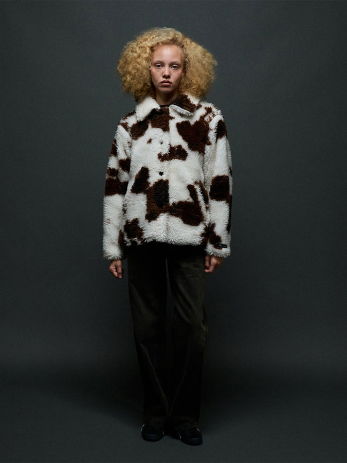 Obey Nolie Sherpa Short Jacket Fall 2026 | COW PRINT (COW)