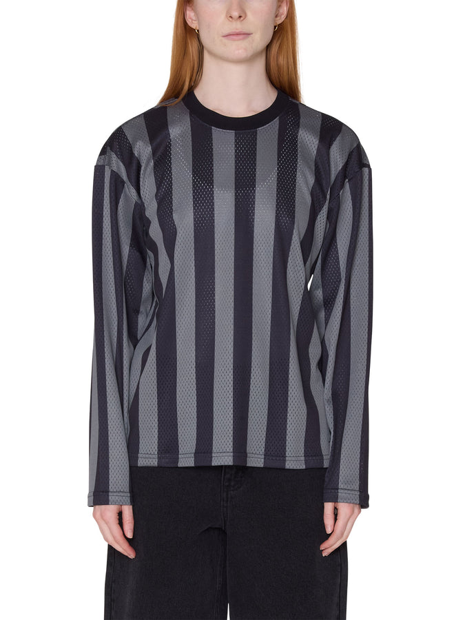 Obey Bounds Mesh Stripe Long Sleeve T-Shirt Spring 2026 | BLACK MULTI (BKM)