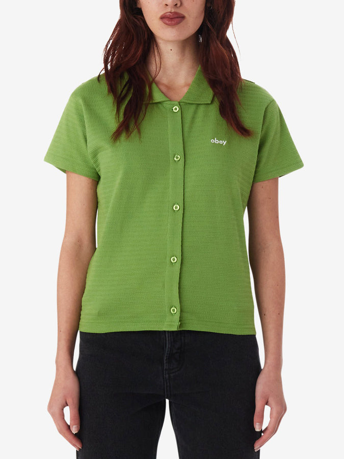 Obey Jones Women Short Sleeve Buttondown Shirt Spring 2024 | PIQUANT GREEN (PQG)