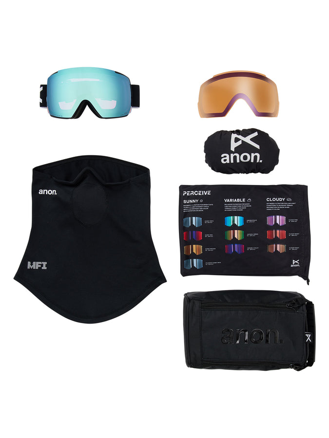 Anon M5 Black/Prcv Blue + Cloudy Pink + MFI Face Mask Goggle | BLACK/PRCV VRBL BLUE (Z53)
