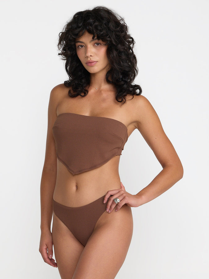 RVCA Crinkle Scarf Tie Bandeau Bikini Top Fall 2026 | CHOCOLATE (CHO)