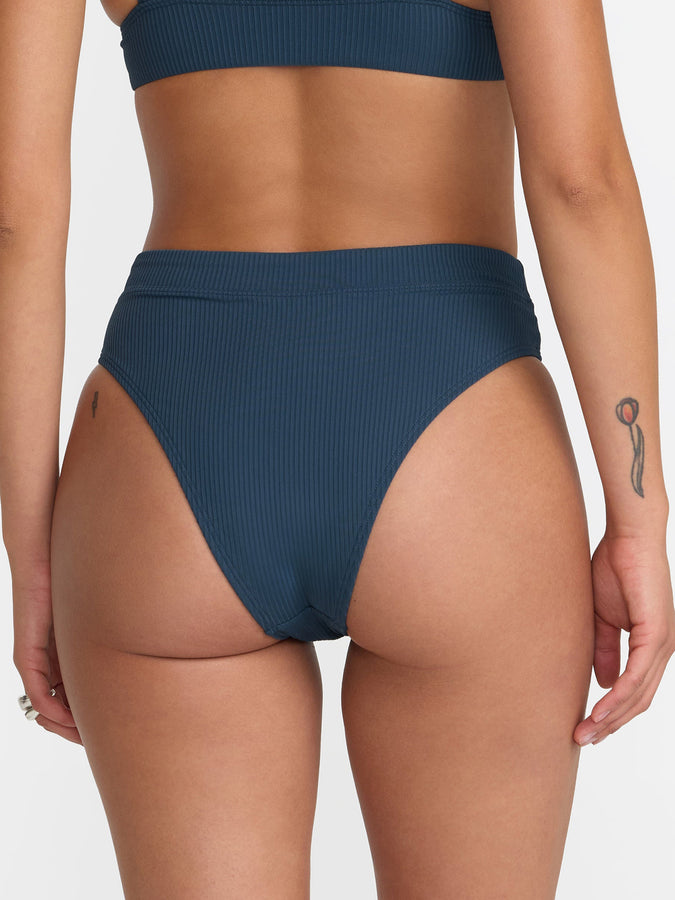RVCA Flat Rib Hi Waist Med French Bikini Bottom Fall 2026 | BLUE SLATE (BLT)