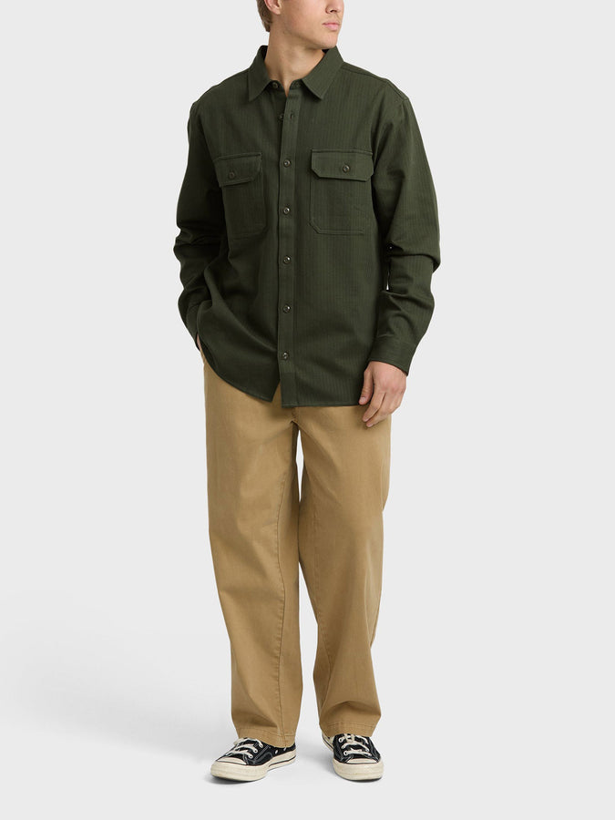 Billabong Fort Garage L/S Buttondown Shirt Holiday 2025 | OLIVE (OLV)