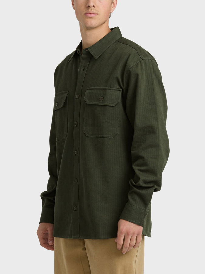 Billabong Fort Garage L/S Buttondown Shirt Holiday 2025 | OLIVE (OLV)